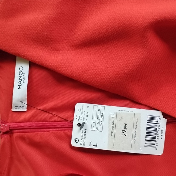 NWT MANGO Vibrant Red Mini Dress - Picture 11 of 16